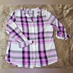 Croft And Borrow Plaid 3/4 Sleeve Button Up